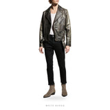 Men's Distressed Leather Vintage Moto Jacket – view 3