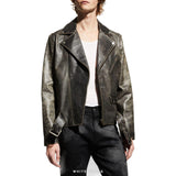 Men's Distressed Leather Vintage Moto Jacket – view 4