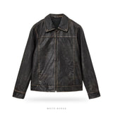Men's Black Waxed Leather Biker Jacket