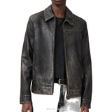 Men's Black Waxed Leather Biker Jacket – view 4