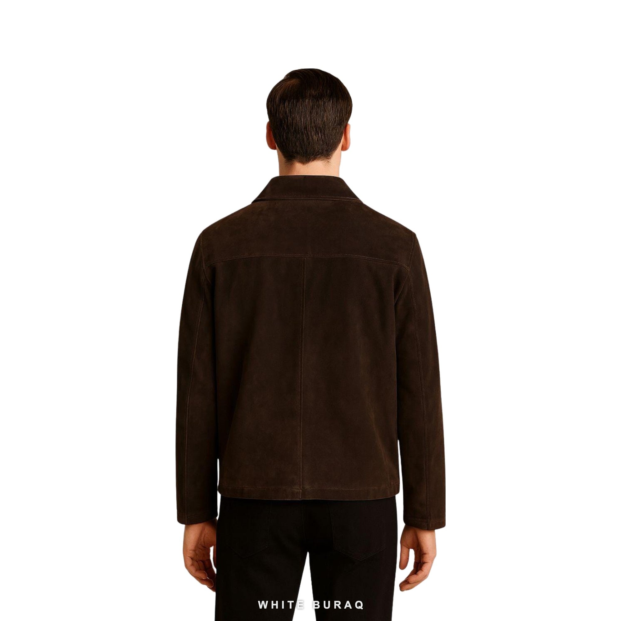 Men's Rust Brown Suede Button-Front Bomber – view 2