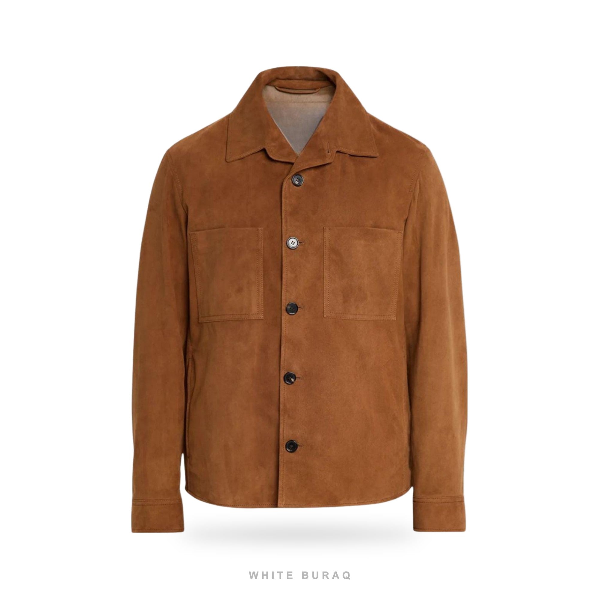 Men's Brown Suede Shirt-Collar Jacket – view 3