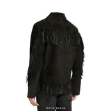 Men's Black Suede Western Fringe Jacket – view 2