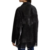 Women's Black Suede Long Fringe Jacket – view 2
