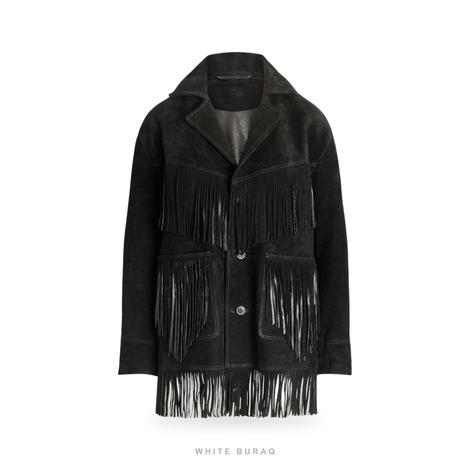 Women's Black Suede Long Fringe Jacket – view 3