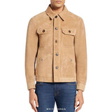 Men's Tan Suede Four-Pocket Trucker Jacket – view 3