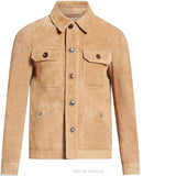 Men's Tan Suede Four-Pocket Trucker Jacket – view 4