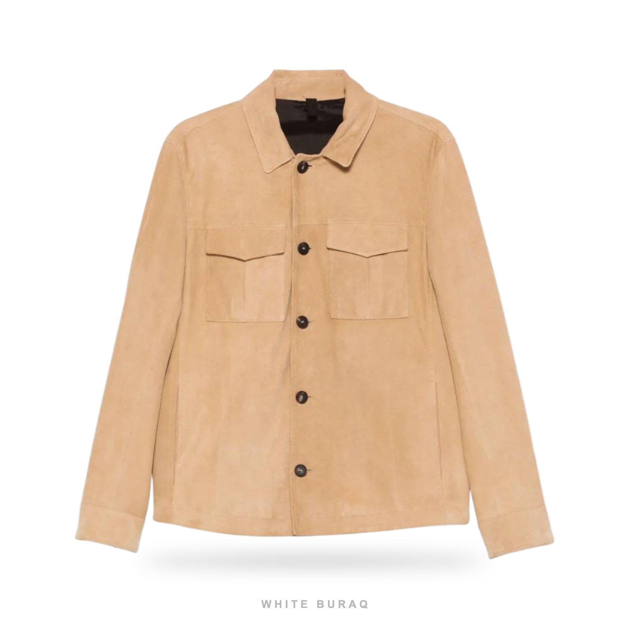 Men's Tan Suede Button Shirt Jacket
