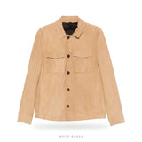 Men's Tan Suede Button Shirt Jacket