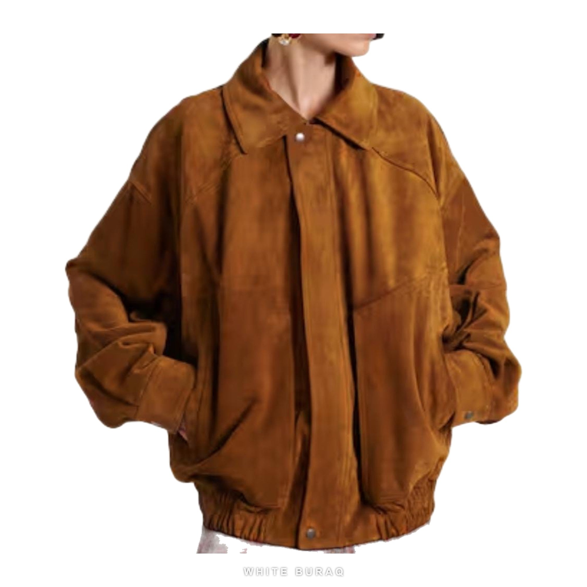 Women's Brown Suede Oversized Jacket – view 2