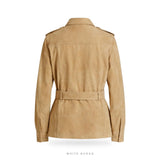 Women's Beige Suede Belted Safari Jacket – view 4