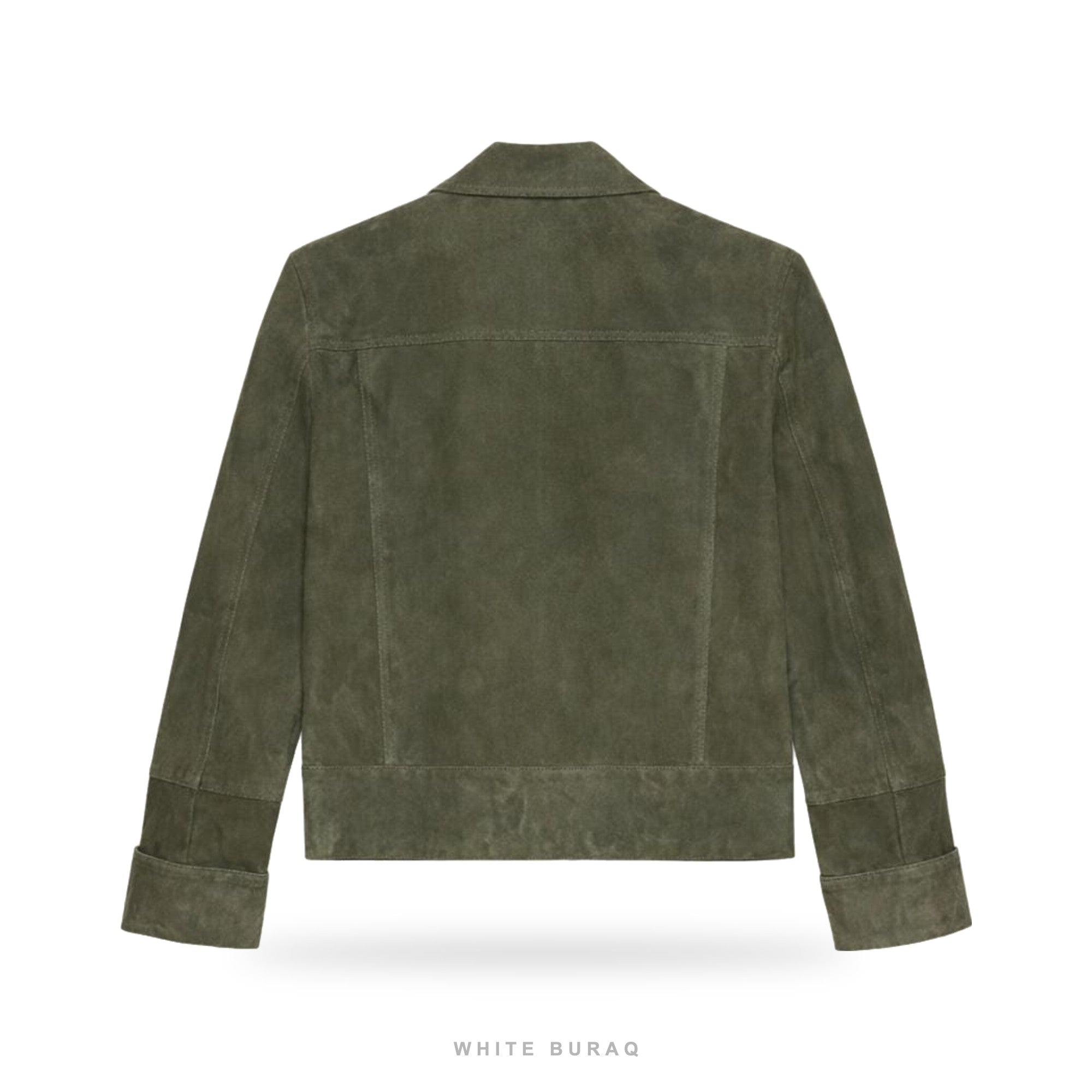 Women's Olive Green Suede Button-Front Jacket – view 2