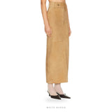 Women's Tan Suede High-Waist Maxi Pencil Skirt – view 4