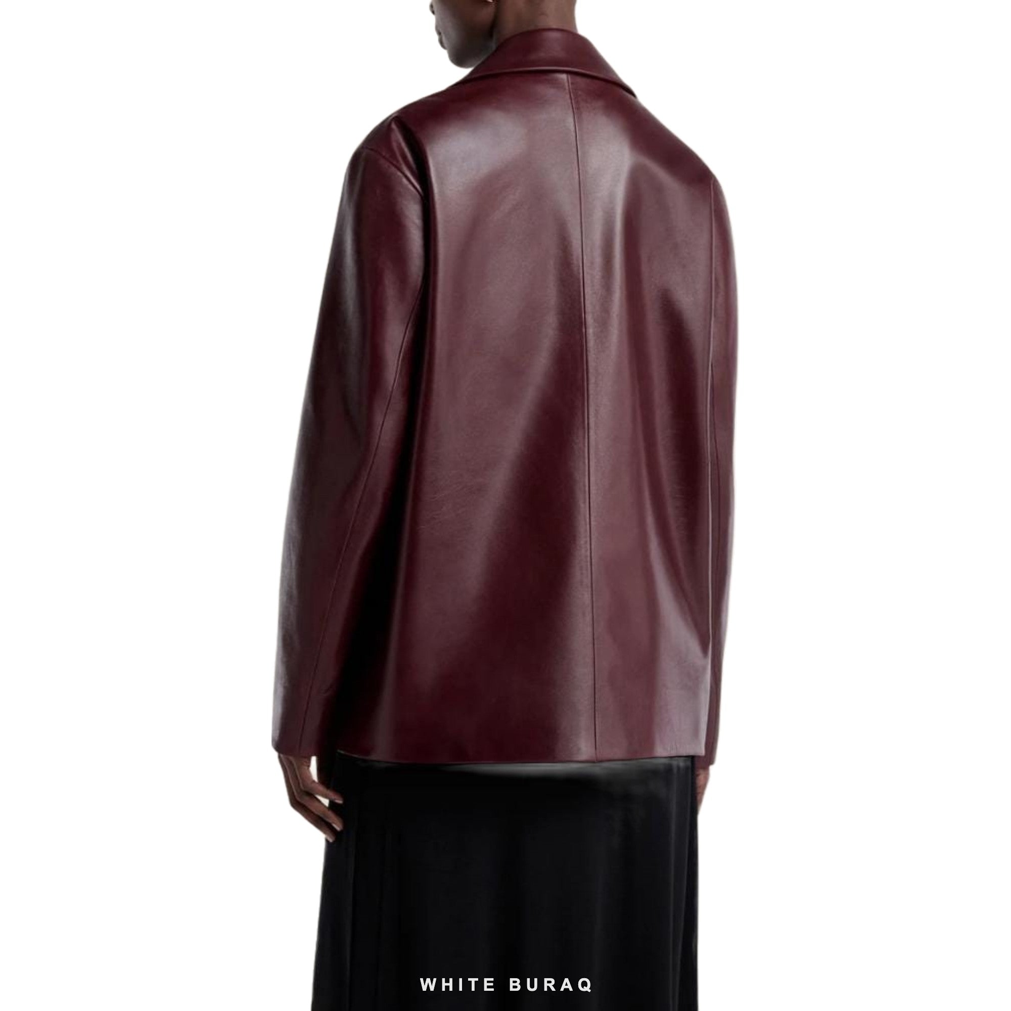 Women's Burgundy Sheepskin Tailored Blazer – view 3