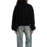 Women's Black Suede Oversized High-Collar Bomber – view 2