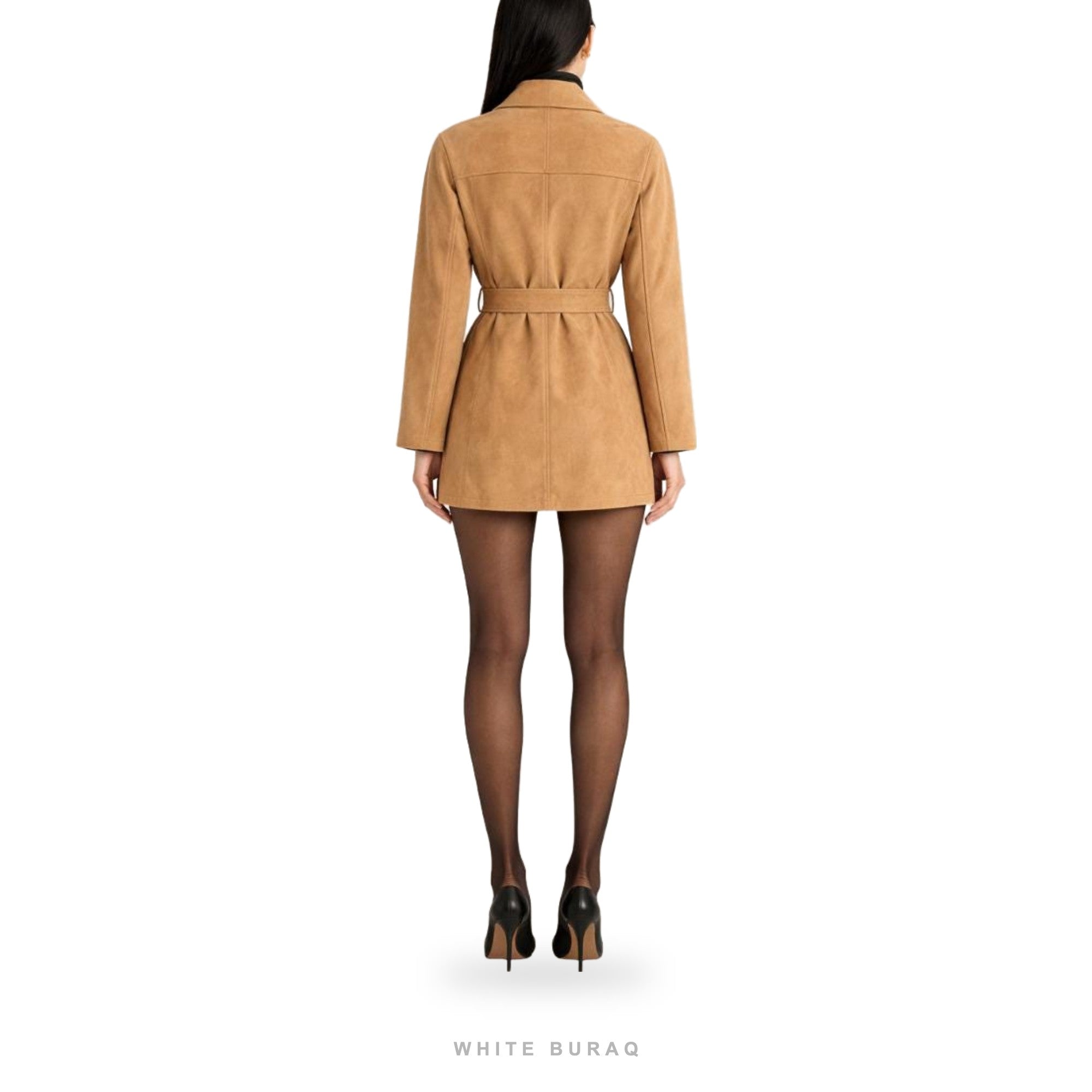 Women's Tan Suede Belted Shirt Jacket – view 2