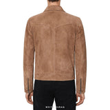 Men's Brown Suede Zip Western Biker Jacket – view 2