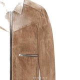 Men's Brown Suede Zip Western Biker Jacket – view 3