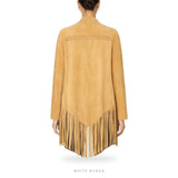Women's Tan Suede Fringe Shawl Jacket – view 2