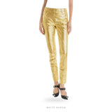 Women's Gold Metallic High-Waist Party Trousers