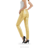Women's Gold Metallic High-Waist Party Trousers – view 3