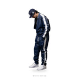 Men's Blue Leather Varsity Tracksuit Set – view 3