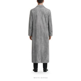Men's Grey Suede Double-Breasted Long Coat – view 2