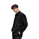 Men's Black Suede Military Bomber Jacket – view 4