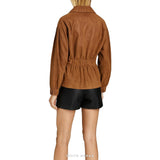 Women's Brown Suede Tie-Belt Jacket – view 3