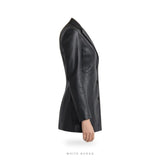 Women's Black Leather Longline Blazer – view 3