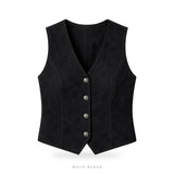 Women's Black Leather Fitted Corset Vest – view 3