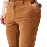 Men's Tan Suede Slim-Fit Trousers – view 3