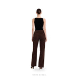Women's Brown Suede High-Waist Straight-Leg Pants – view 2