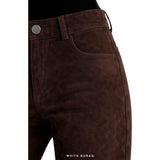 Women's Brown Suede High-Waist Straight-Leg Pants – view 4