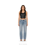 Women's Black Leather Cropped Corset Top