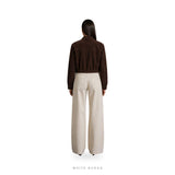 Women's Brown Suede Cropped Zip Shirt-Collar Jacket – view 2