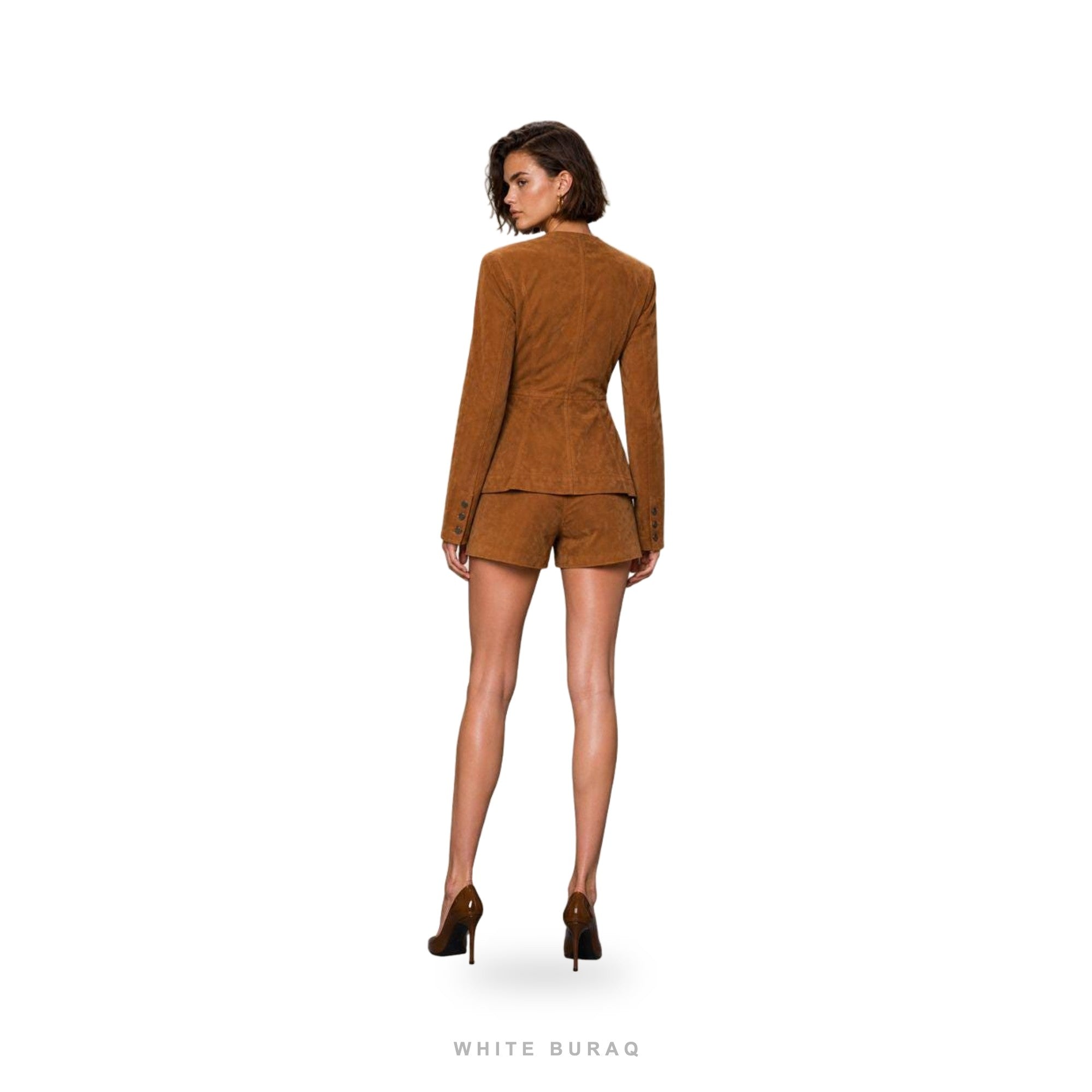 Women's Tan Suede Western Button-Up Cropped Jacket – view 2