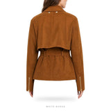 Women's Tan Suede Belted Waist Jacket – view 2