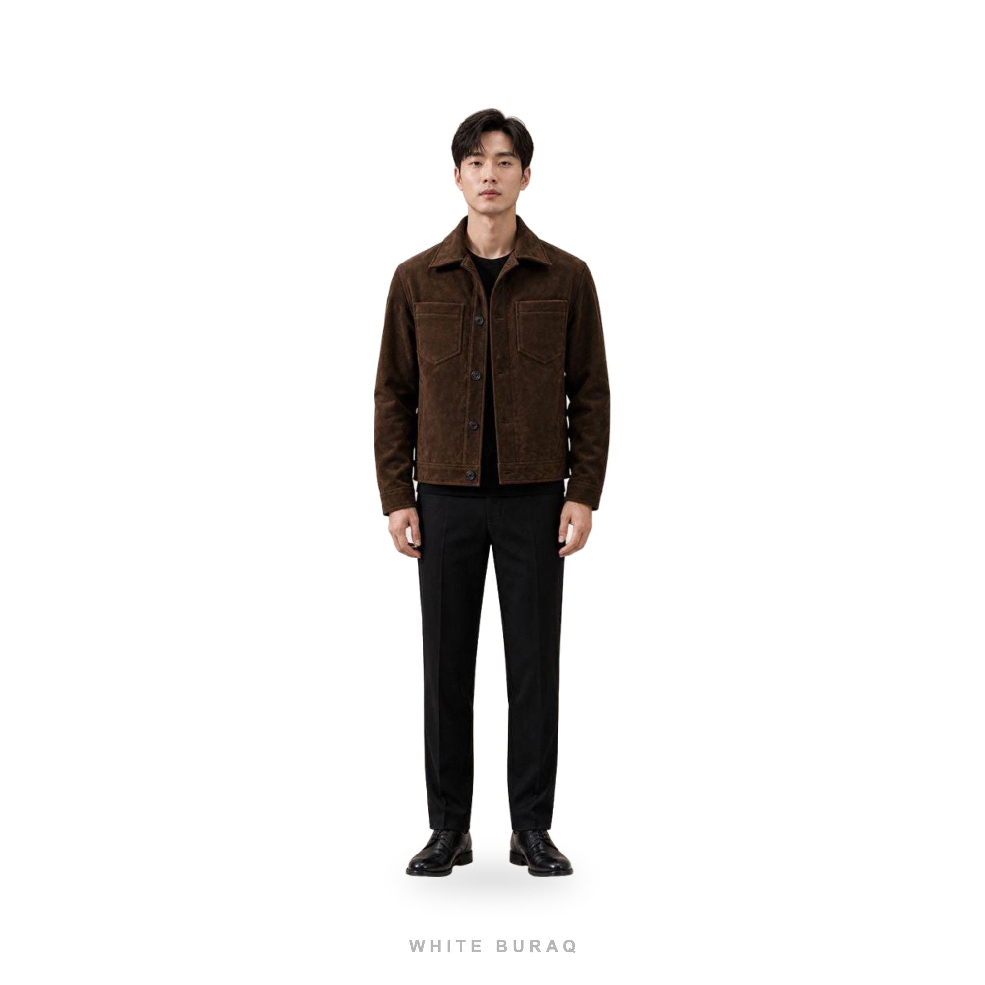 Men's Espresso Suede Minimal Trucker Jacket