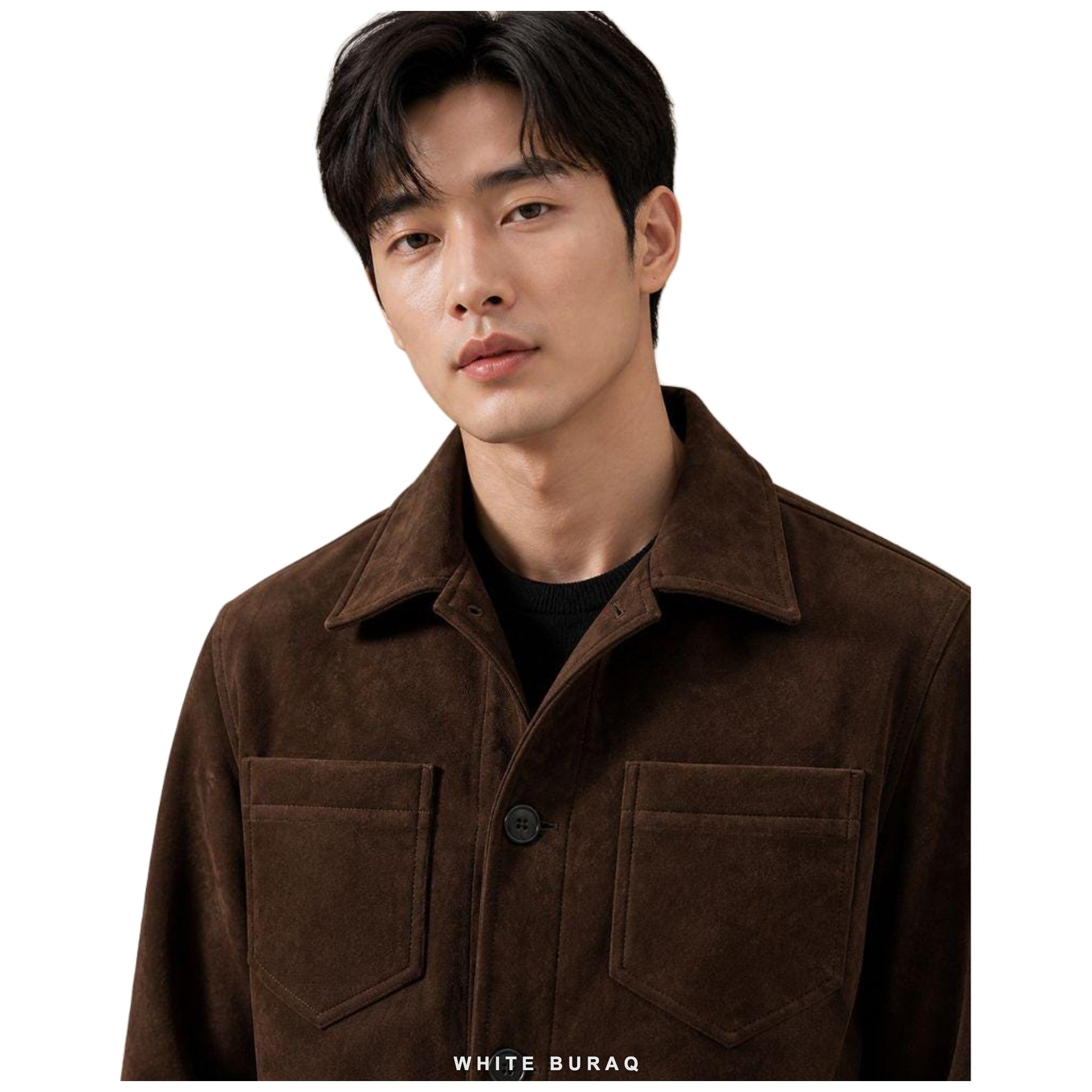 Men's Espresso Suede Minimal Trucker Jacket – view 3
