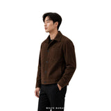 Men's Espresso Suede Minimal Trucker Jacket – view 4
