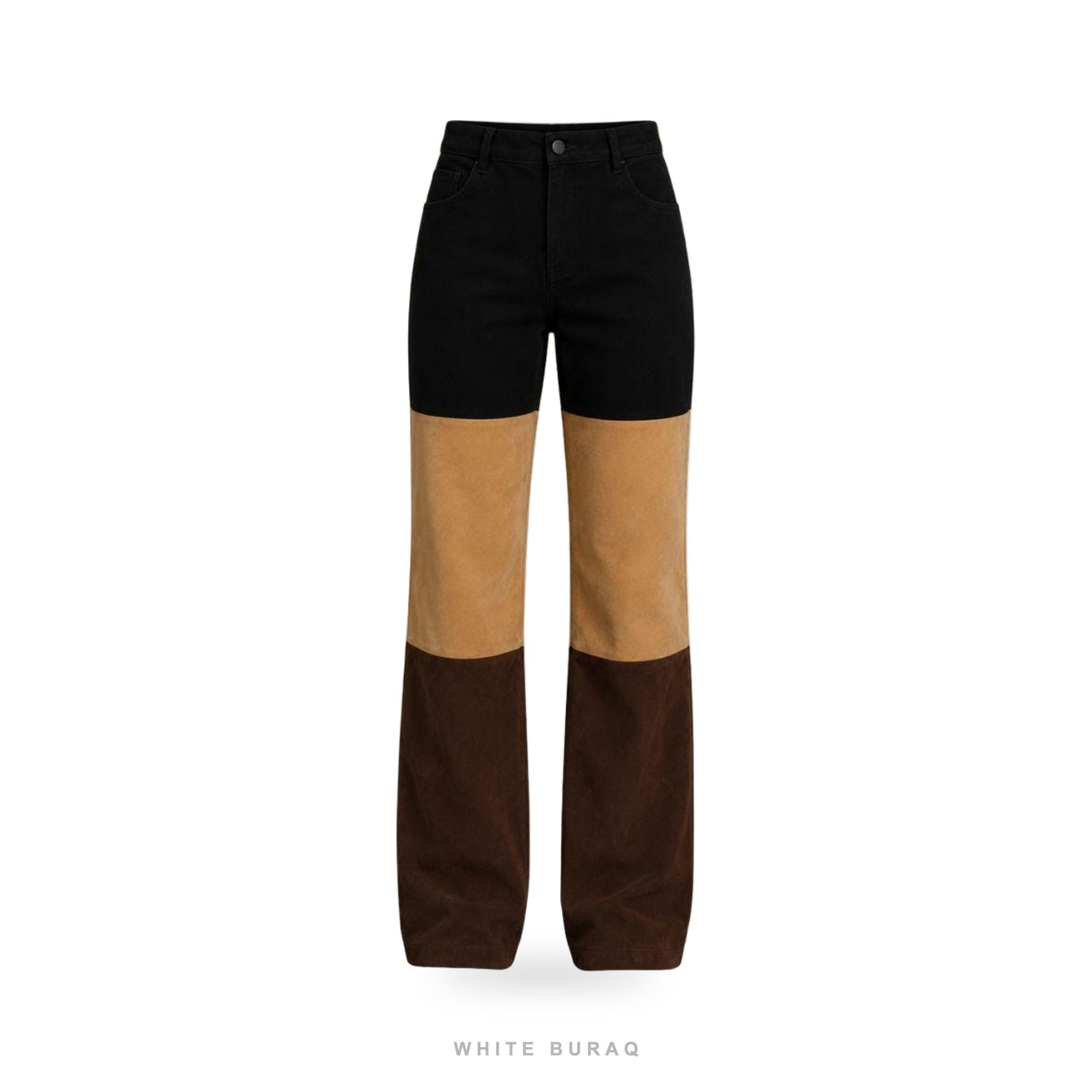 Women's Color Block Suede Wide-Leg Pants