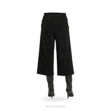 Women's Black Suede Wide-Leg Culotte Shorts – view 3
