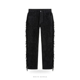 Men's Black Suede Western Fringe Pants