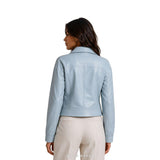Women's Sky Blue Leather Quarter-Zip Pullover – view 2