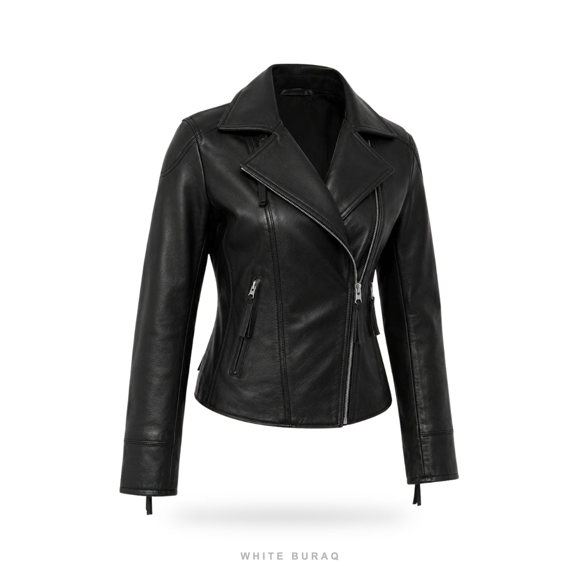 Women's Black Tailored Leather Biker Jacket