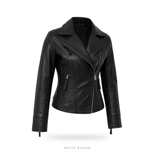 Women's Black Tailored Leather Biker Jacket
