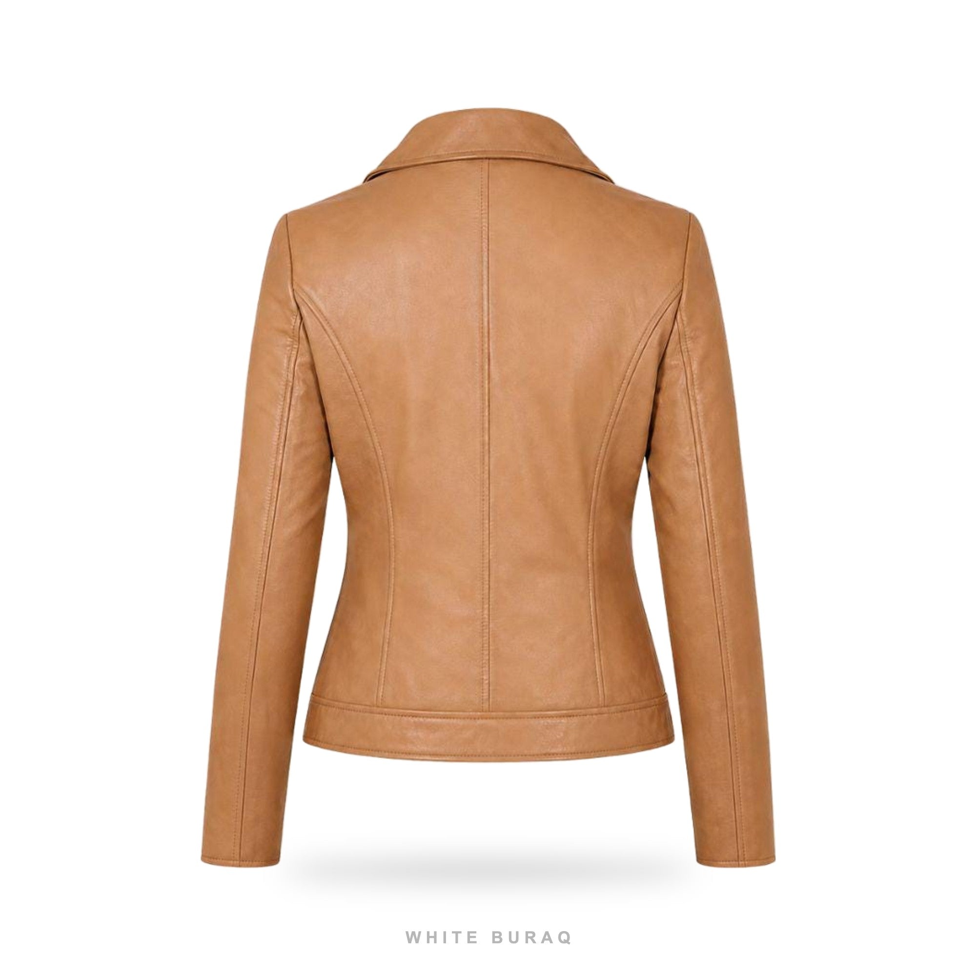 Women's Tan Leather Biker Jacket – view 2