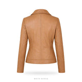 Women's Tan Leather Biker Jacket – view 2