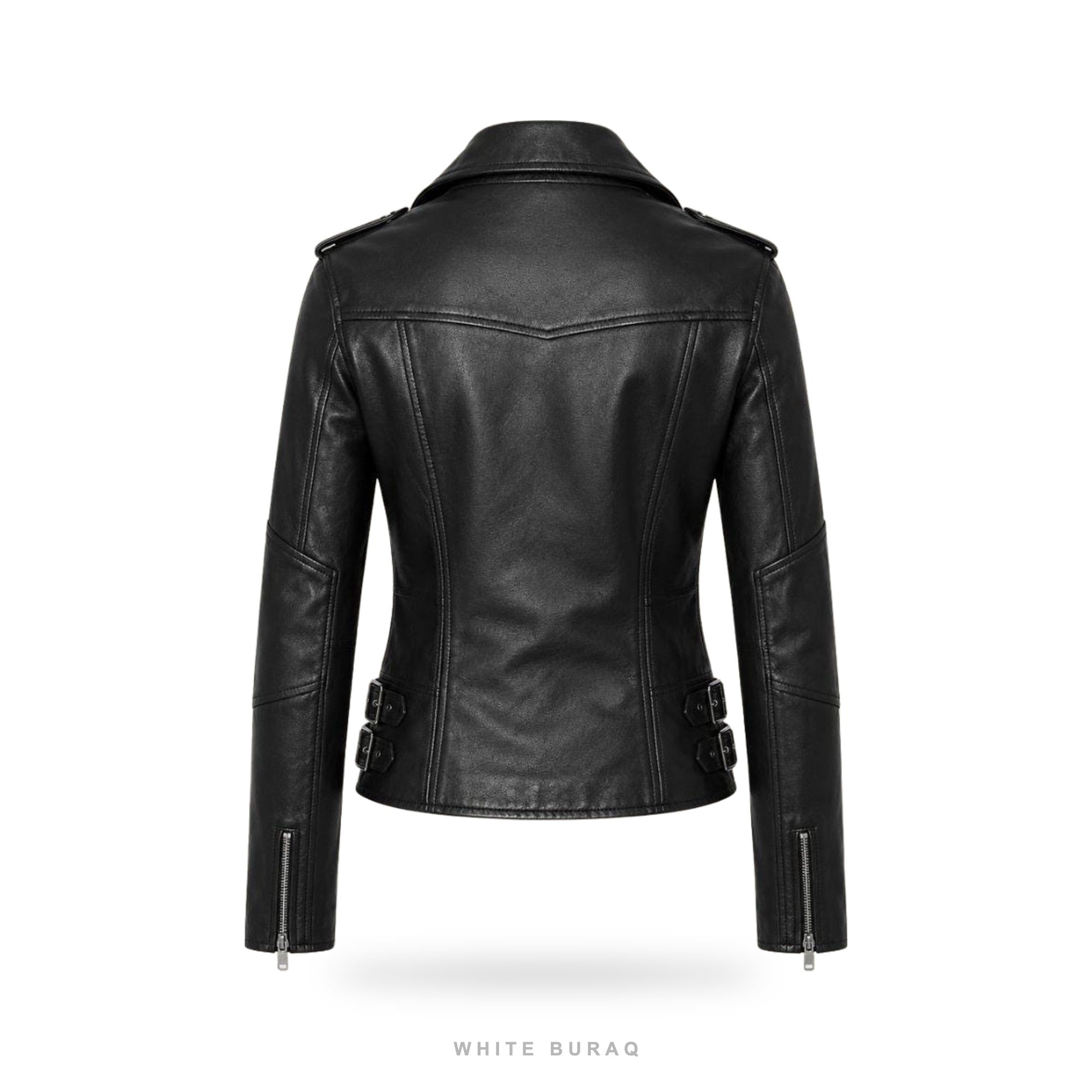 Women's Black Lace-Up Leather Biker Jacket – view 2